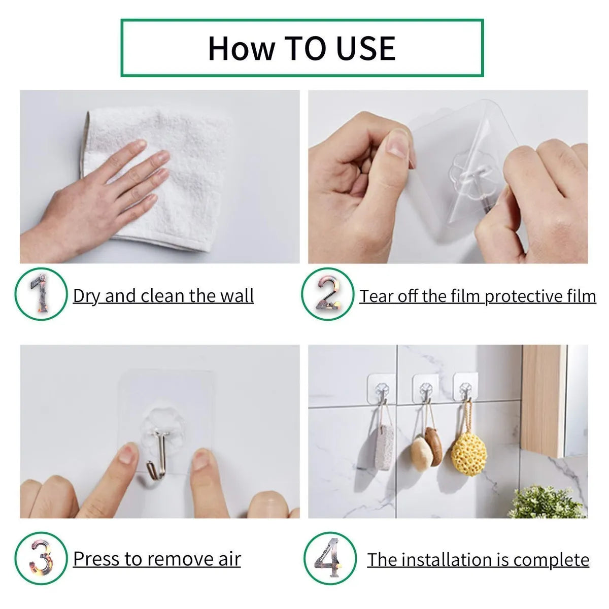 Heavy Duty Wall Hooks Combo for Home and Office | 20 Screw Hooks + 20 Adhesive Flower Sticker Hooks Free